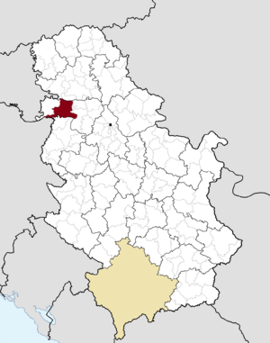 Location of the city of Sremska Mitrovica within Serbia