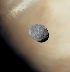 Phobos over Mars - Peridier Crater, Syrtis Major quadrangle - ESA Mars Express (52568167027)