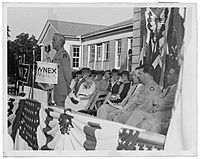Photograph of Courtney Hodges giving a speech, Perry, Georgia, 1945 - DPLA - 174690f3a91faa597f3f32b4a256e763