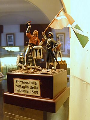 Piccolo diorama di soldati ferraresi alla battaglia della Polesella del 1509 (Museo del modellismo storico, Voghiera)