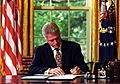 President William J. Clinton Signing Line Item Veto Letters - NARA - 77861673