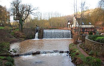 Prior's Mill and weir, Astley, Worcs.jpg