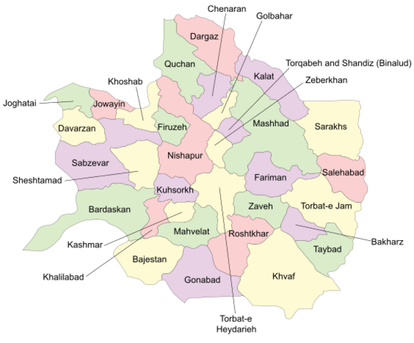 Counties of Razavi Khorasan Province