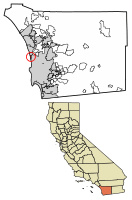 Location of Del Mar in San Diego County, California