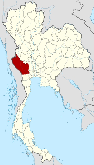 Map of Thailand highlighting Kanchanaburi province