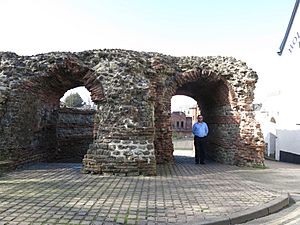 The Balkerne Gate, Colchester, with man in for scale