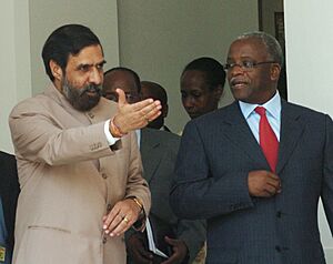 The Minister of Security, Uganda, Mr. Amama Mbabazi meeting with the Minister of State for External Affairs Shri Anand Sharma, in New Delhi on August 28, 2007