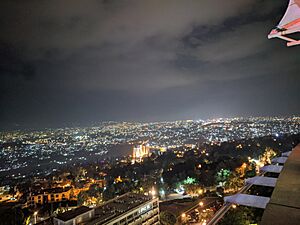 The view across Kigali in Rwanda at night