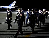 US Navy 061230-F-0193C-008 The Chairman of the Joint Chiefs of Staff, Gen. Peter Pace, and the Joint Chiefs of Staff walk to their vehicles to continue the ceremony for former U.S. President Gerald Ford
