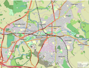 Warwick, Leamington & Whitnash map