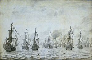Zeeslag bij Duinkerken 18 februari 1639 (Willem van de Velde I, 1659)