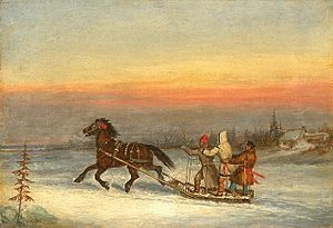 'The River Road', oil on canvas painting by Cornelius Krieghoff, 1855, National Gallery of Canada