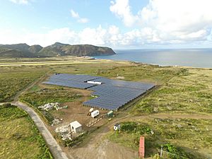 Aerial view on the solar park on Sint Eustatius