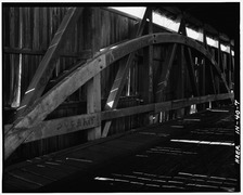 Arch ring and truss. - Leatherwood Station Covered Bridge, Spanning Leatherwood Creek (moved to Billie Creek Village), Montezuma, Parke County, IN HAER IND,61-MONT,1-7