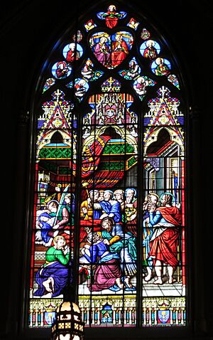 Basilica of the Sacred Heart (Notre Dame, Indiana) - interior, stained glass, Dormition of the Blessed Virgin Mary
