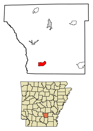 Location of New Edinburg in Cleveland County, Arkansas.