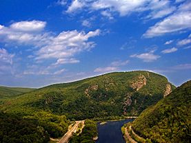 The Delaware Water Gap, between Warren County and neighboring Monroe County, Pennsylvania