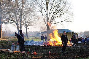 Dutch tradition, fires and carbid shooting at Silvester. Lots of fun for the boys - panoramio