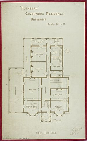 Fernberg, Governor's Residence, Brisbane, First Floor Plan, c 1884