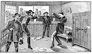 Frank and Jesse James shooting Capt. John Sheets