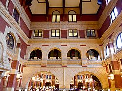 The 4-story Main Reading Room acts as a lightwell for the inner rooms surrounding it.