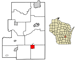Location of Markesan in Green Lake County, Wisconsin.