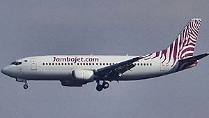 Jambojet Boeing 737-300 on finals at Jomo Kenyatta International Airport