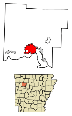 Location of Clarksville in Johnson County, Arkansas