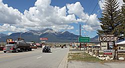 View of Johnson Village with Mount Princeton in the background.