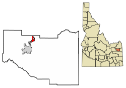 Location of Sugar City in Madison County, Idaho.