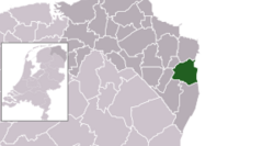 Highlighted position of Bellingwedde in a municipal map of Groningen