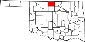 Map of Oklahoma highlighting Grant County