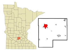 Location of the city of Hutchinsonwithin McLeod Countyin the state of Minnesota