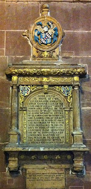 Memorial to William Gerrarde in Chester Cathedral
