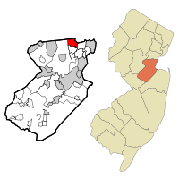 Map of Colonia CDP in Middlesex County. Inset: Location of Middlesex County in New Jersey.