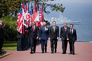 Obama, Prince Charles, Brown, Harper & Sarkozy at Normandy American Cemetery and Memorial 2009-06-06