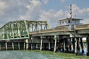 Old swing bridge in Surf City, North Carolina (2010)
