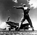 P-51 Mustang taking off from Iwo Jima