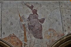 Raunds, St. Mary's Church, Celebrated medieval wall painting of St. Christopher 1 - geograph.org.uk - 5715294