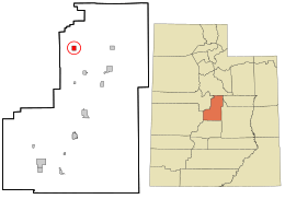 Location in Sanpete County and the state of Utah.