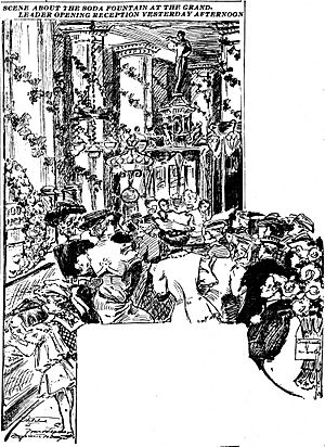 Sketch by Marguerite Martyn of opening of Grand-Leader store in St. Louis on September 8, 1906