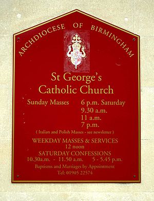 St George's Church sign, Worcester by P L Chadwick Geograph 2718598