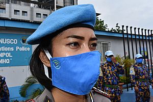 UNPOL member wearing a mask - DRC - April 2020