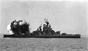 USS Nevada (BB-36) bombarding Southern France 1944