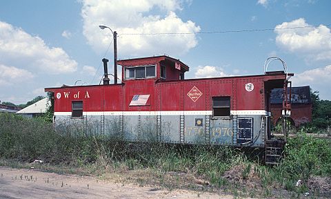 Western Railway of Alabama Bicentennial Caboose in Montgomery, Ala. on June 9, 1987 (22601158630)