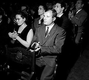 Yuri Gagarin with wife in 1964