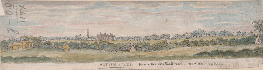 Aston Hall from the Walsall road near Birmingham - 1775 - Anon