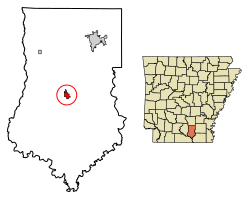 Location of Hermitage in Bradley County, Arkansas.