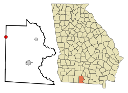 Location in Brooks County, Thomas County and the state of Georgia