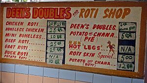 Deen's Doubles Menu - Santa Cruz, Trinidad, West Indies